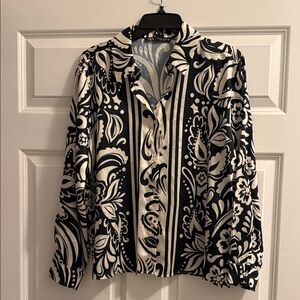 Zara Black and White Floral Blouse